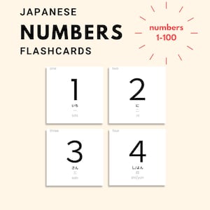 Japanese Numbers 1-100 Simple Compact Flashcards