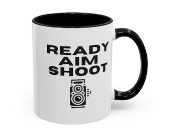 準備完了、狙い撃ちコーヒーマグ：写真家へのギフト、モチベーションを高めるドリンクウェア