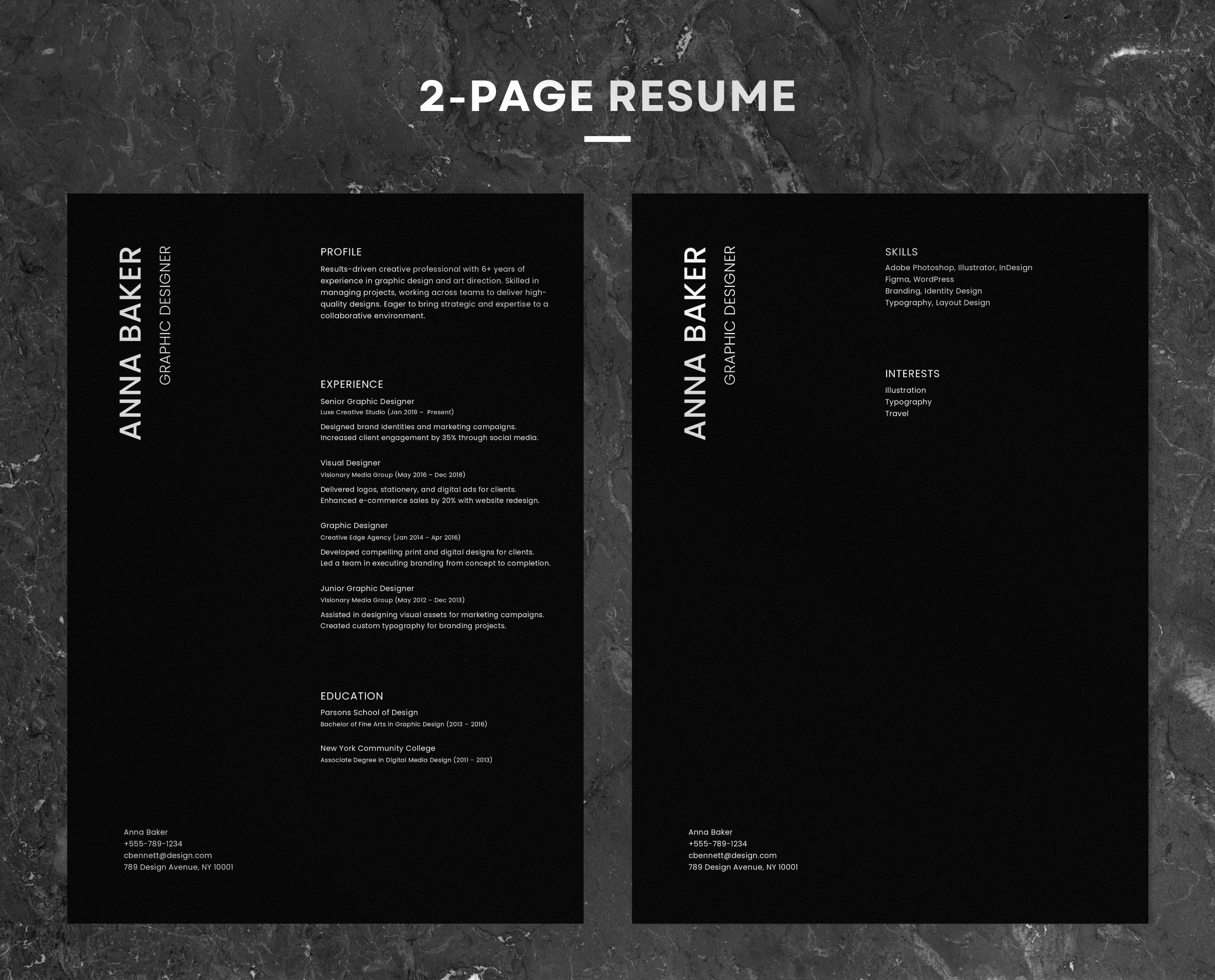 Minimalist Black Resume Template: Editable Canva CV + Cover Letter ...