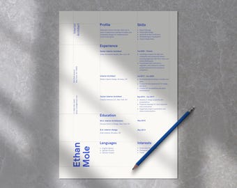 CV-sjabloon interieurarchitect voor canva: cv van 1 en 2 pagina's, sollicitatiebrief