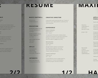Minimalist Resume Template: 1 & 2-Page CV + Cover Letter (Canva Editable)