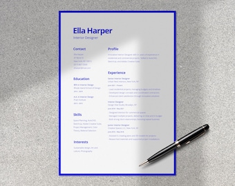 Interior Designer Resume Template: Minimalist Canva CV (US Letter & A4) (Digital Download)