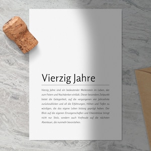 40 Jahre Karte zum Selbstausdrucken • 40. Geburtstag • Sofort-Download als PDF, PNG • Druckvorlage anpassbar im A6-Postkartenformat, A5, A4