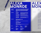 Modern Blue Resume Template: Editable Canva CV + Cover Letter (US Letter, A4)