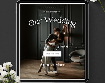 Canva Wedding Invitation Website Template – Editable One Page RSVP & Digital Save the Date for Modern Weddings