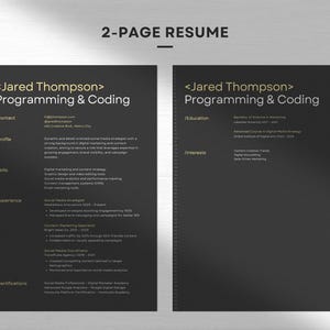 Resume Programming Design Modern Resume Template: Coding, Programmer, Developer CV (canva ...