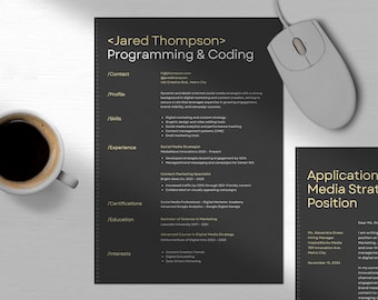 Modern Resume Template: Coding, Programmer, Developer CV (Canva Editable)