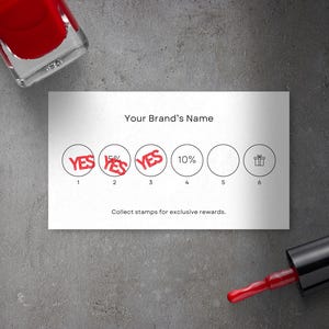 Loyalität Stempel Kartenvorlage • 90 x 50 mm • 85 x 55 mm • Visitenkarten Format • 3 Versionen • In Canva in der Browser-Version bearbeiten • Drucken mit Canva