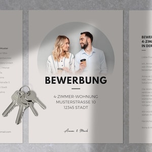 Vorlage Wohnungsbewerbung für Paare • modernes Deckblatt, Anschreiben, Kurzprofil, Mieterselbstauskunft, Anlagenverzeichnis • Canva-Vorlage