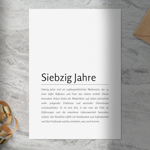70 Jahre Karte zum Selbstausdrucken • 70. Geburtstag • Sofort-Download als PDF, PNG • Druckvorlage anpassbar im A6-Postkartenformat, A5, A4