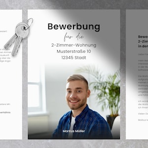 Wohnungsbewerbung für Singles • professionelle Canva-Vorlage • Deckblatt, Anschreiben, Mieterselbstauskunft, Kurzprofil, Anlagenverzeichnis