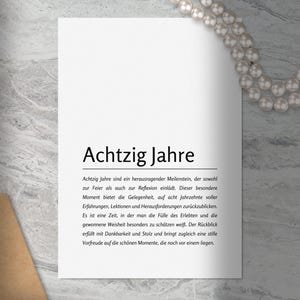 80 Jahre Karte zum Selbstausdrucken • 80. Geburtstag • Sofort-Download als PDF, PNG • Druckvorlage anpassbar im A6-Postkartenformat, A5, A4