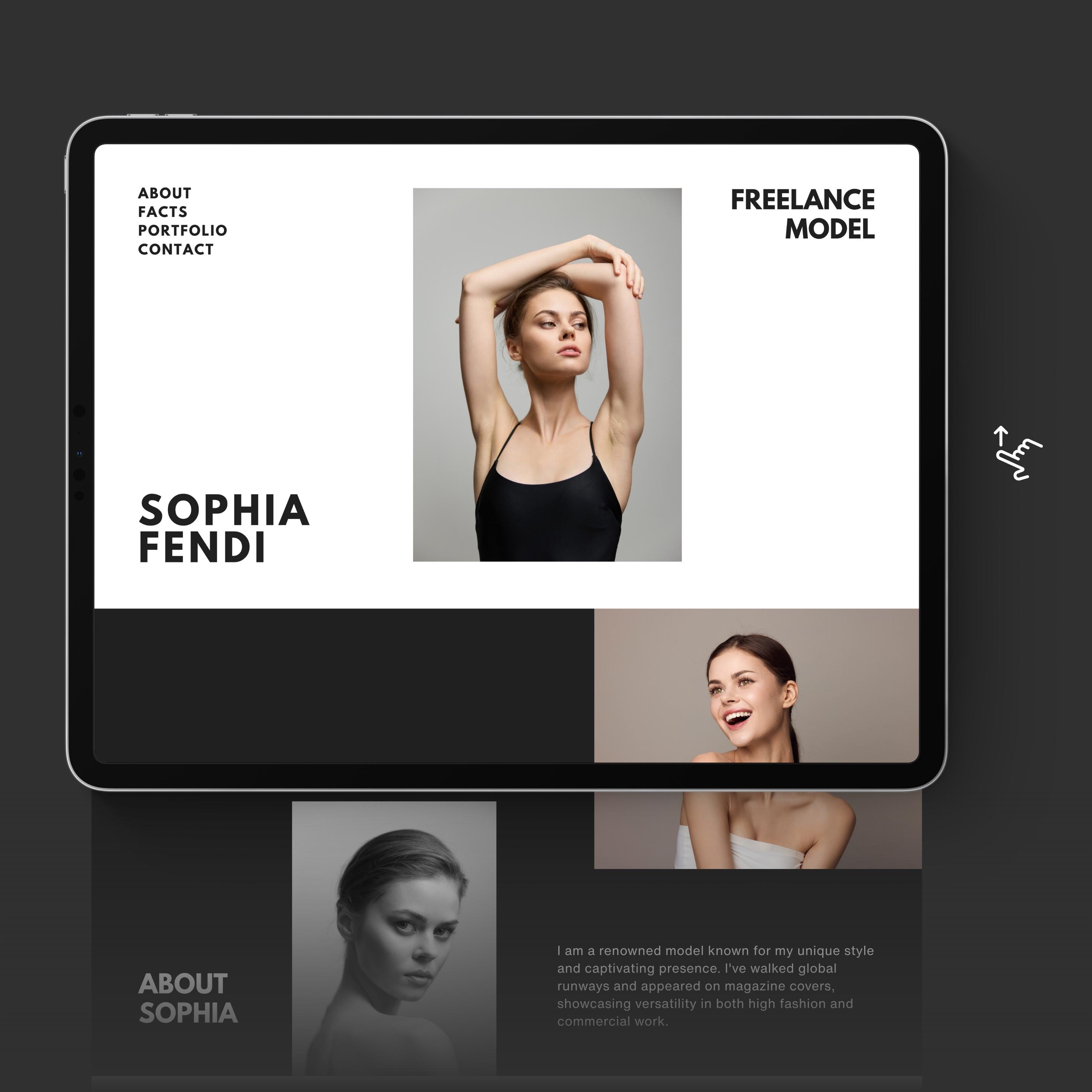 Model Portfolio Website Template for Canva – Digital Setcard & Online ...
