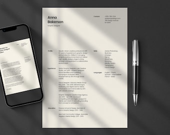 Minimalistische beige cv-sjabloon • CV van 1 pagina + 2 pagina's + sollicitatiebrief • Bewerkbaar in browser (canva) • Directe download • US Letter + A4-formaten