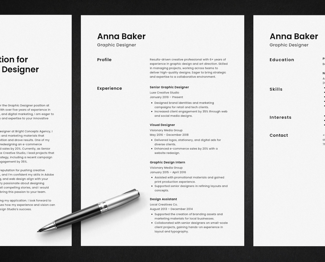 Minimalist Resume Template: Modern CV + Cover Letter (canva Editable ...