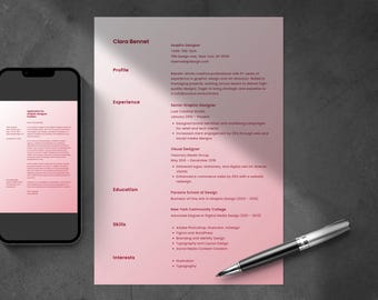 Nowoczesny szablon CV z gradientem: 1- i 2-stronicowe CV + list motywacyjny (edytowalny w Canva)