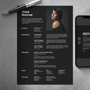 Plantilla de CV moderna y minimalista con foto • CV de 1 página + 2 páginas + carta de presentación • Tamaños carta (EE. UU.) + A4 • Editable en el navegador (Canva)