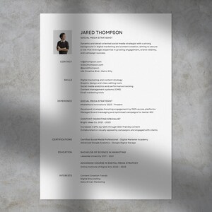 Plantilla de CV minimalista moderna • CV de 1 página • Versión con foto y sin foto • Carta de presentación • Tamaños Carta de EE. UU. y A4