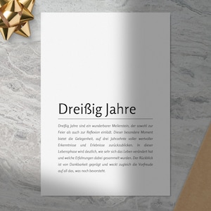 30 Jahre Karte zum Selbstausdrucken • 30. Geburtstag • Sofort-download als pdf, png • Druckvorlage anpassbar op A6-Postkartenformat, A5, A4