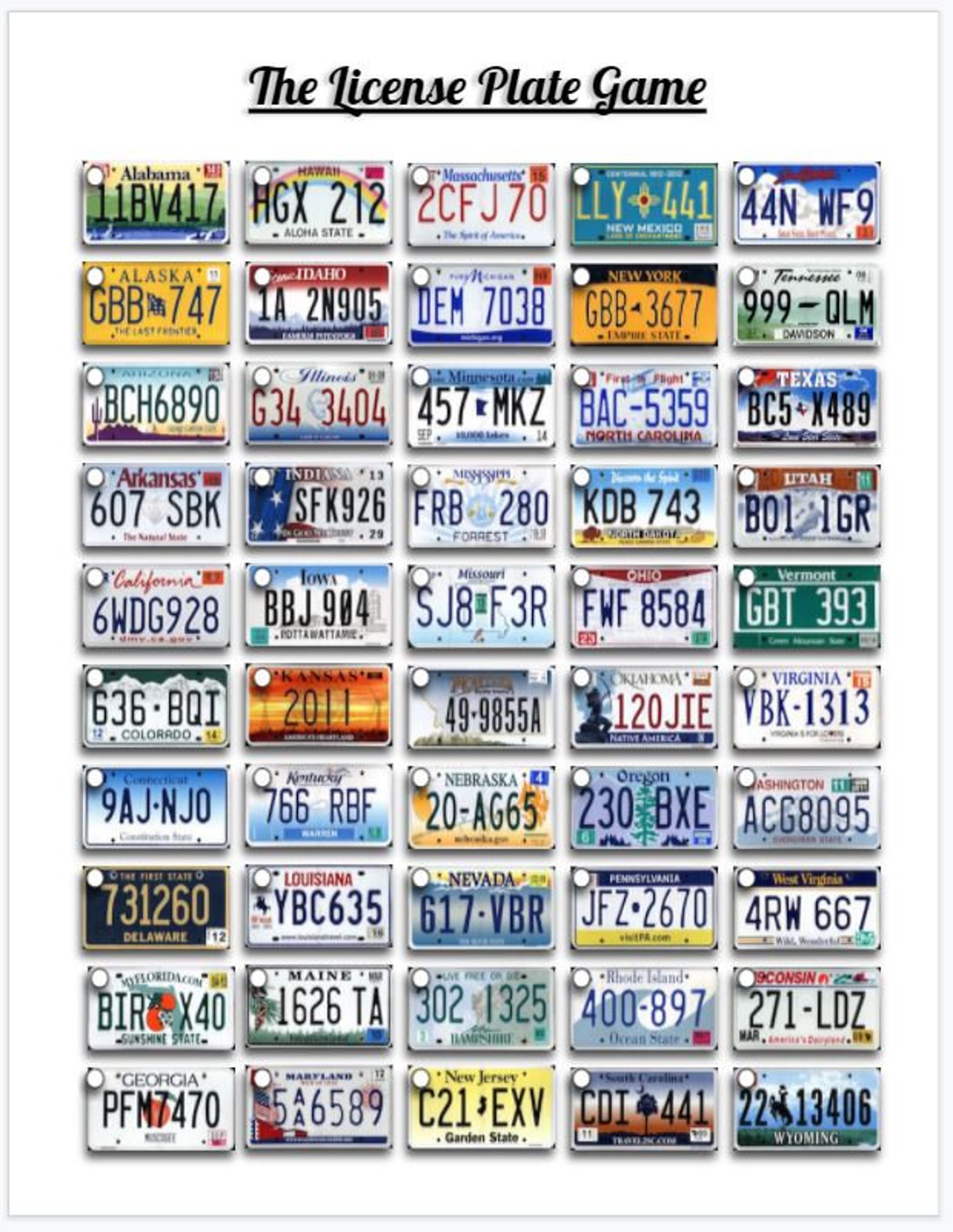 license-plate-game-road-trip-list-printable-etsy-uk