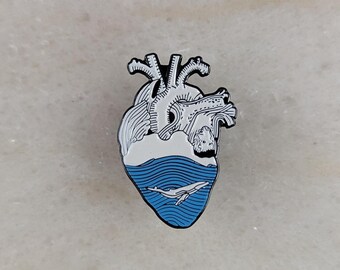 Emaille pin hart zee: reversspeld nautische oceaan