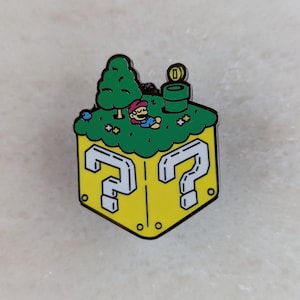 Mystery Block Enamel Pin ~ Retro Gaming Lapel Pin ~ Gamer Gift for Backpacks, Jackets, and Collectors