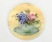 Mother of Pearl-Button or Cabochon, Floral Teacup and Saucer-PR-1811