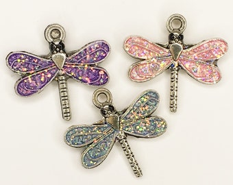 4 pcs. of Sparkle Winged Dragonflies....Set of 4 Charms