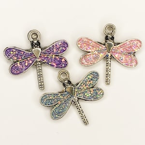4 pcs. of Sparkle Winged Dragonflies....Set of 4 Charms
