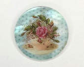 Mother of Pearl-Button or Cabochon, Floral Teacup and Saucer-PR-1807
