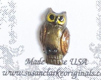 Owl Button - Hand Painted - for Quilting, Crafters, Scrapbook, Needlecraft, Jewelry - Item #78