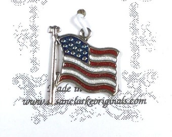 American Flag Charm - Hand Painted - for Quilting, Crafters, Scrapbook, Needlecraft, Jewelry - Item #76