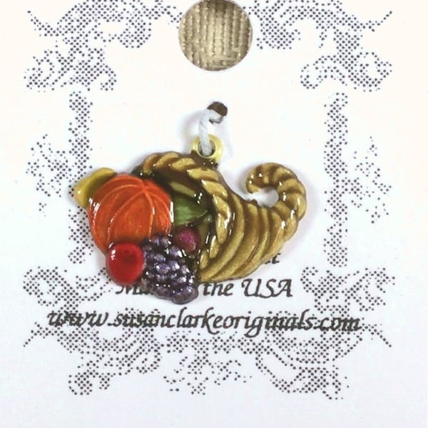 Cornucopia Charm - Hand Painted - for Quilting, Crafters, Scrapbook, Needlecraft, Jewelry - Item #1684