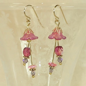 Lavender and Fuchsia Tulip Earrings- J-17