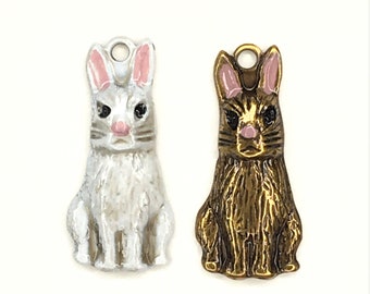 Metal Bunny Rabbit Charm-C-236