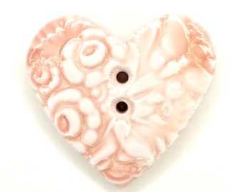 Large Heart Button-AS-1046, Pink and White