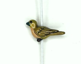 Tiny Metal Painted Green Finch Bead-SD-1615