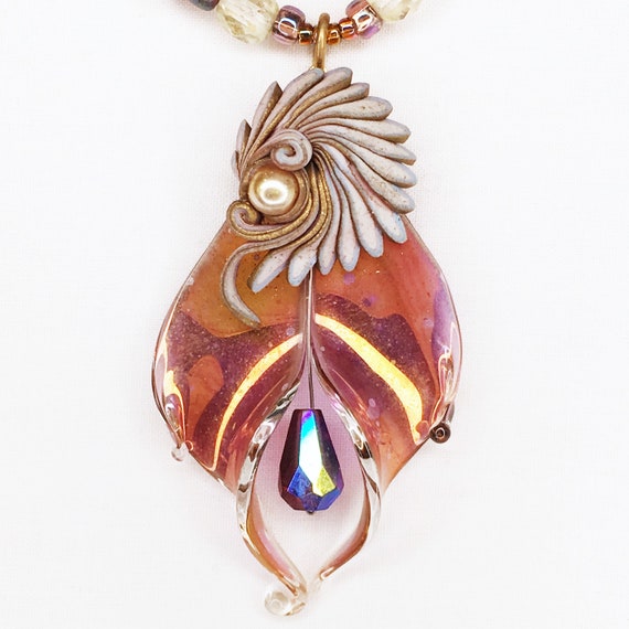 Original Necklace with Czech Glass Pendant - image 4