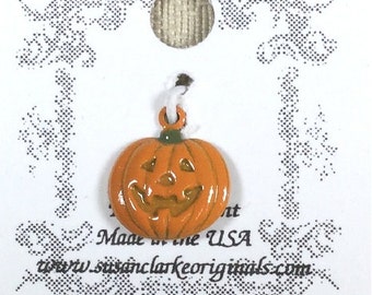 Pumpkin Charm - Hand Painted - for Quilting, Crafters, Scrapbook, Needlecraft, Jewelry - Item #C254