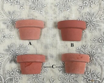 Miniature Clay Pots  - Glue down or Button shank