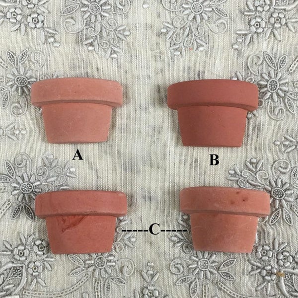 Miniature Clay Pots  - Glue down or Button shank