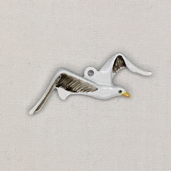 2 pcs. Hand Painted, Metal Seagull Charm-C 981