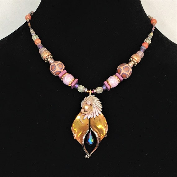Original Necklace with Czech Glass Pendant - image 3
