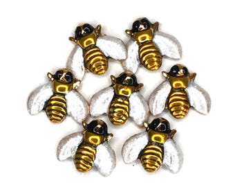 Tiny Bee Buttons - Hand Painted - for Quilting, Crafters, Scrapbooks, Needlecrafts - Item #201
