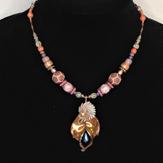 Original Necklace with Czech Glass Pendant - image 2