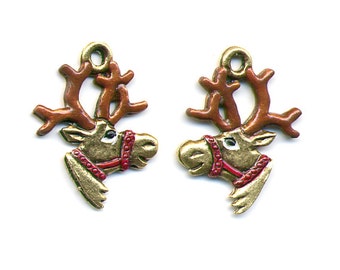 Reindeer Charm - Hand Painted - for Quilting, Crafters, Scrapbook, Needlecraft, Jewelry - Item #1626