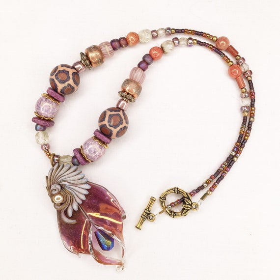 Original Necklace with Czech Glass Pendant - image 1