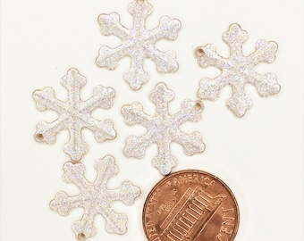 5 pcs. of Metal Snowflake Charms - Hand Painted - for Quilting, Crafters, Scrapbook, Needlecraft, Jewelry - Item #712