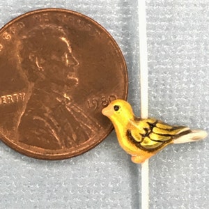 Tiny Metal Painted Yellow Finch Bead-SD149
