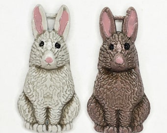 Metal Rabbit Charms-Hand Painted-For Crafting and Quilting-CH-531